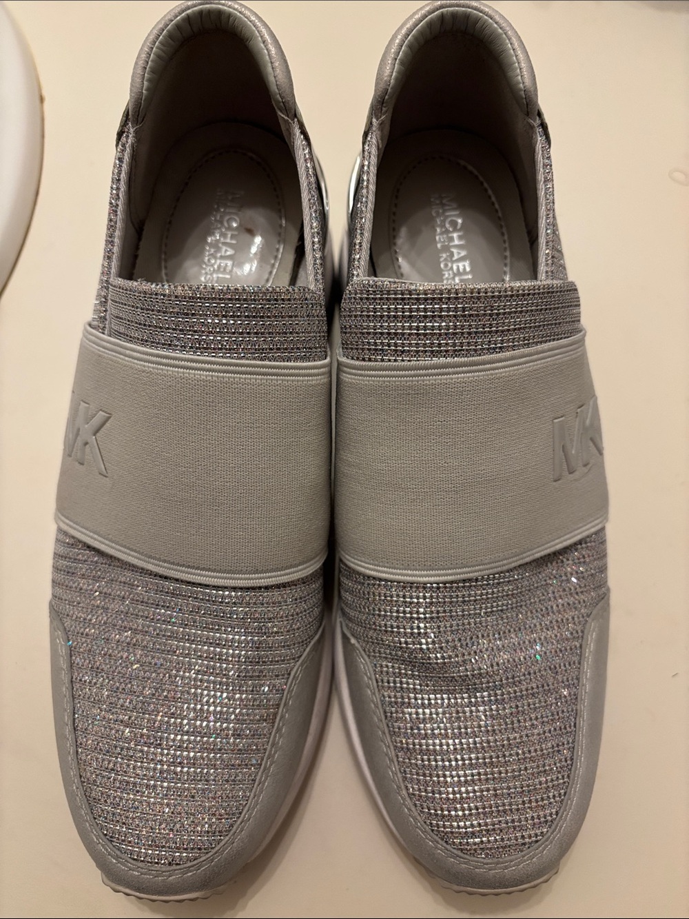 Michael Kors Men's Slip-On Sneakers in Light Silver Glitter